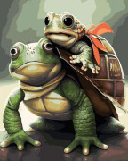 Картина по номерам 40*50 ОК 11388 Зеленые черепахи.