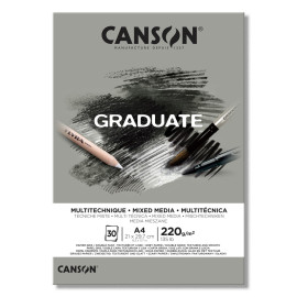 Альбом-склейка для смеш. техник Canson Graduate Mix Media А4 220 г.серый110371.