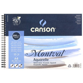 Альбом для акварели CANSON Montval Fin 300г, 21х29,7см, 12л. спираль 200807160.