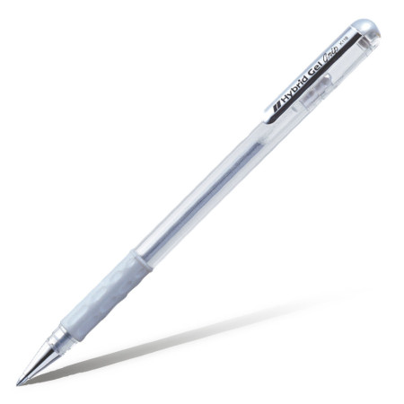 Ручка гелевая Pentel Hybrid gel Grip серебро 0,8мм K118-Z.