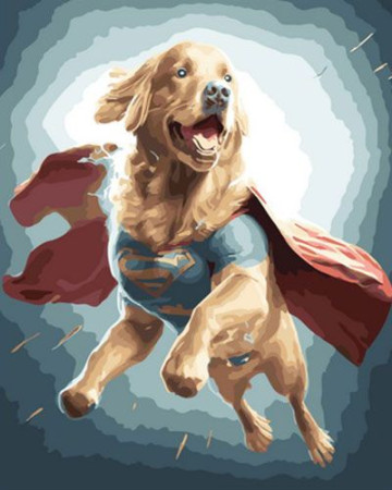 Картина по номерам 40*50 ОК 11451 Собака-супермен.