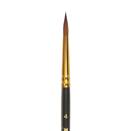 Кисть колонок Roubloff '1115' круглая № 4, короткая черная ручка, ЖК1-04,05Ж.