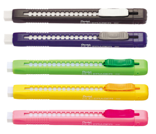 Ластик-карандаш Pentel Click Eraser, матовый корпус ZE80 в ассортим.