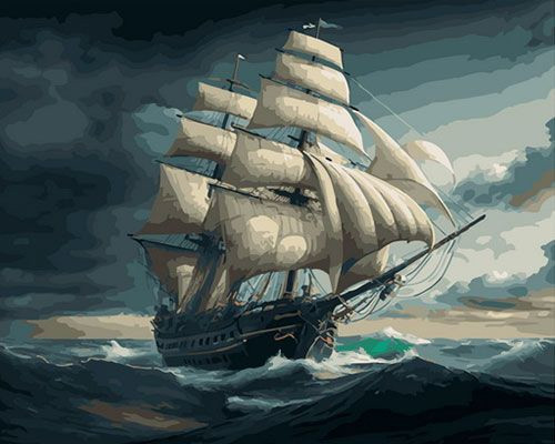 Картина по номерам 40*50 ОК 11300 Корабль в шторме.